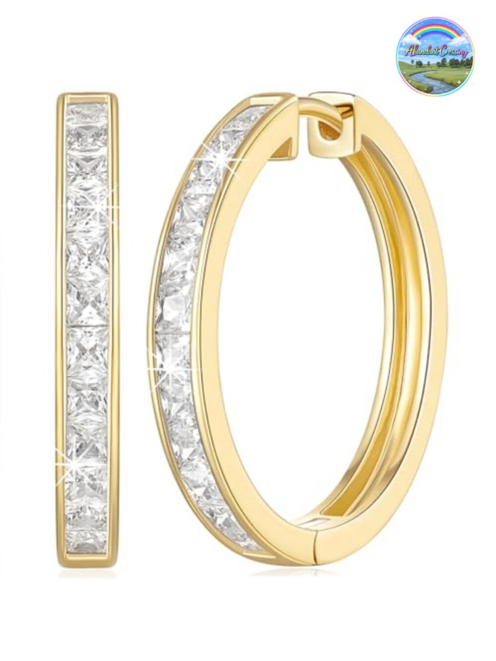 14k Gold Plated Huggie Hoop Earrings Cubic Zirconia Women